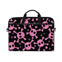 PAN JOY Cartoon Pink Skull Laptop Shoulder Bag Computer Case Sleeve Bag Carrying Handbag Briefcase 15x11 Inch