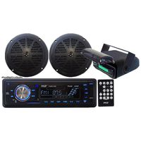 in-Dash Marine AM/FM Radio USB SD Aux-in for iPod/MP3 Stereo Player Receiver + 2 x 5.25 Speakers + Stereo Housing w/Full Chassis Wired Casing & Remote