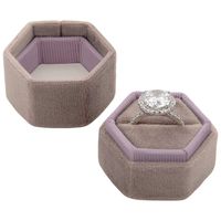 Koyal Wholesale Velvet Ring Box, Hexagon Vintage Wedding Ceremony Ring Box with Detachable Lid, 2 Piece Engagement Ring Box Holder, Modern Proposal Idea (Vintage Mauve)