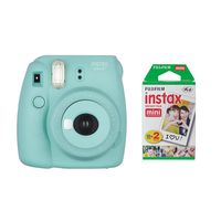 Fujifilm Instax Mini 8+ Instant Film Camera (Mint) with Instant Film, 2 x 10 Shoots (Total 20 Shoots) + Colorful Photo Frame Stickers 20 pcs