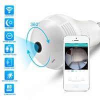 Full HD 1080P Light Bulb Camera 360°Panoramic WiFi Camera Two Way Audio Nightvision Motion Detection 128G SD Card Slot Home Security Camera Baby Monitor Pet Monitor