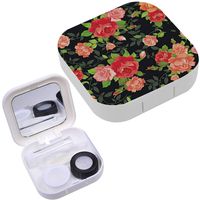 Portable Contact Lens Case Box Travel Kit Mirror + Bottle + Tweezers Container Holder [ Elegance Tiny Vintage ]