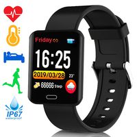 TURNMEON Square Touch-Screen Watch/Men's Fashion Wearable/ 8 Sport Modes/Heart Rate, Blood Pressure Monitor/Sleep/Sedentary Reminder/Information Reminder