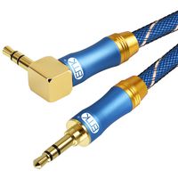 90 Degree Right Angle Aux Cable - [24K Gold-plated,Sound Quality]EMK Audio Stereo Male to Male Cable for Laptop, Tablets, MP3 players,Car/Home Aux Stereo, Speaker or More (16Ft/5Meters)