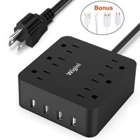 Power Strip with 6 Outlets 4 USB Charging Ports-Wigini Surge Protector with USB 5 ft Extension Cord 1875W/100-250V-Desktop Charging Station for Home,Office and Travel-UL Listed(Black)