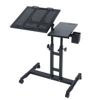 redScorpion Adjustable Height Rolling Mobile Laptop Desk Table Computer Desk Cart Over Sofa Bed Table(Black)