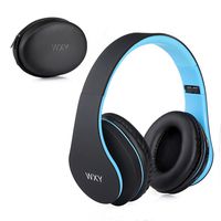 Over Ear Bluetooth Headphones, WXY Wireless Headset V5.0 with Built-in Mic, Micro TF, FM Radio, Soft Earmuffs & Lightweight for iPhone/Samsung/PC/TV/Travel(Black-Blue)