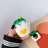Honqaour Cute Protective Cover Cactus Heart Pattern Soft Silicone Protective Cover Shockproof Case Skin Shell With Lanyard For Airpods 1/2 Charging Box