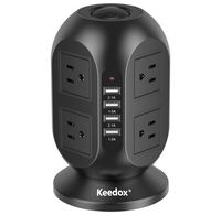 Keedox Power Strip Tower Surge Protector, 8 Outlet 4 USB Ports Electric Charging Station, Multi Plug Outlet with 10Ft Long Extension Cord