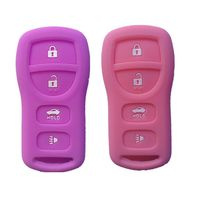 Pink and Purple Skin Silicone Protective Remote Key Fob Cover Bag Holder Key Fob Skin Covers for Nissan Armada Altima Sentra Maxima 350z