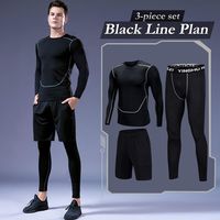 BoolCool Men's Kit Sportwear Compression Pants top Long Sleeve Compression Shorts Suit Men's Sports Running