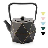 Tea Kettle, TOPTIER Japanese Cast Iron Teapot with Stainless Steel Infuser, Cast Iron Tea Kettle Stovetop Safe, Diamond Design Teapot Coated with Enameled Interior for 40 oz (1200 ml), Black