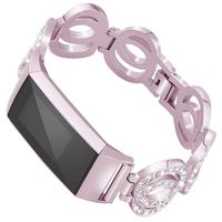 for Fitbit Charge 3 Bands - Stainless Steel Metal Replacement Wristbands Bangle Bracelet for Charge 3 and Charge 3 SE Women Men Classic Pink