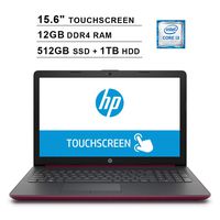 2019 HP Pavilion 15.6 Inch HD Touchscreen Laptop (8th Gen Intel Core i3-8130U up to 3.4GHz, 12GB DDR4 RAM, 512GB SSD (Boot) + 1TB HDD, Intel UHD Graphics 620, WiFi, Bluetooth, Windows 10, Burgundy)