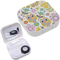 Portable Contact Lens Case Box Travel Kit Mirror + Bottle + Tweezers Container Holder [ Cute Owl ]