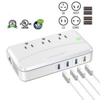 Universal 220V to 110V 4 USB + EU/UK/US/AU Travel Adapter AC Plug Converter 1.5M