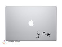 Je T'aime I Love You in French Text Vinyl Car Sticker Symbol Silhouette Keypad Track Pad Decal Laptop Skin Ipad Macbook Window Truck Motorcycle