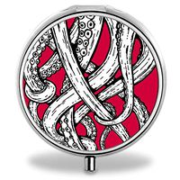 IMLONE Pill Organizer, Customized Tentacles Pill Boxes with 3 Components and Mirror for Travelling and Daily Needs