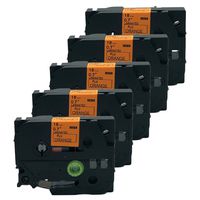 QPMY 5 Pack Compatible for Brother P-Touch Laminated TZe TZ Label Tape Cartridge 18mm x 5m (TZe-B41 Black on Orange Fluorescent)