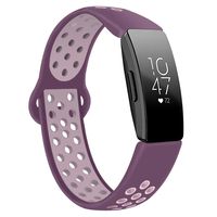 DYKEISS Compatible with Fitbit Inspire HR Fitness Tracker Sport Band, Soft Silicone Replacement Accessory Women Men Breathable Wristband Strap (Large, Purple/Light Purple)