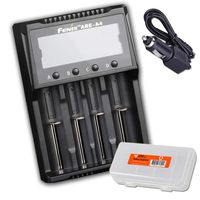Fenix are-A4 Multifunctional Smart Battery Charger for Popular Rechargeable Batteries with Fenix ARW-10 Car Adapter and LumenTac Battery Organizer