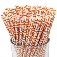 Just Artifacts - Decorative Paper Straws 100pcs - Maze Pattern - Pumpkin Orange - Decorative Paper Straws for Birthday Parties, Weddings, Baby Showers, and Life Celebrations!