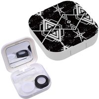 Portable Contact Lens Case Box Travel Kit Mirror + Bottle + Tweezers Container Holder [ Ethnic American ]