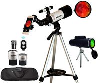 MESIXI Astronomical Telescope + Monocular Travel Scope 70mm Aperture 400mm AZ Mount Astronomical Refractor Telescopes for Kids Adults Beginners - Portable Bag, Smartphone Adapter, Camera Remote