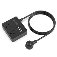 Power Strip with USB, NTONPOWER Travel Power Strip, Flat Plug, 10 ft Extra Long Extension Cord, 2 Outlet 3 USB Desktop Charging Station Compact for Home, Office, Cruise Ship, Nightstand, Black