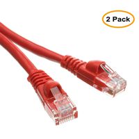 50 FT (15.2M) Cat5e Networking Ethernet UTP Patch Cable, 350Mhz, (50 Feet/15.2 Meters) Cat 5e Snagless Molded Boot Cable for PC / Router / PS4 / XBOX / Modem Red ED693275 (2 Pack)
