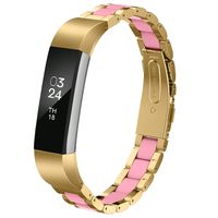 Greeninsync Metal Band Compatible for Fit bit Alta, Replacement for Fit Bit Alta HR Stainless Steel Bands Adjustable Accessory Wristband Small Large W/Silicone Cover for Alta Bracelet Straps