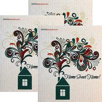 Home Sweet Home Set of 3 Each Swedish Dishcloths | ECO Friendly Absorbent Cleaning Cloth | Reusable Cleaning Wipes