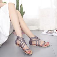 Hemlock Women Summer Bohemia Sandals Shoes Bandage Flat Sandals (US:7, Grey)