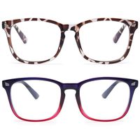 Livho 2 Pack Blue Light Blocking Glasses, Computer Reading/Gaming/TV/Phones Glasses for Women Men,Anti Eyestrain & UV Glare LI8081B3 Bean Flower+Blue Purple)