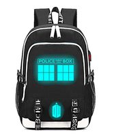 Timmor Dr Who Luminous Laptop Backpack with USB Charging Port, Middle School College Bookbags for Women Men.(Blcak4)