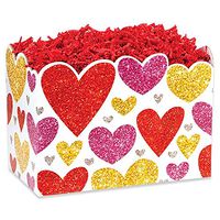 NW Small Glittering Hearts Basket Boxes - 6.75 x 4 x 5in. - 30 Pack