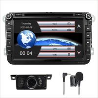 Car Stereo HD 8 Inch Double 2 Din GPS Navigation DVD auto Audio Video for VW Golf Passat Tiguan Polo Jetta Skoda Seat EOS+US Map+Camera+Mic Capacitive Screen (VW 8inch)