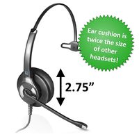 Leitner LH240XL Plush Corded Office Telephone Headset - Includes 5-Year Warranty