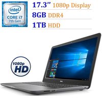2018 Dell Inspiron 17.3" FHD (1920x1080) Laptop PC, Intel Core i7-7500U Up to 3.50GHz, 8GB DDR4, 1TB HDD, AMD Radeon R7 M445, Backlit Keyboard, DVD +/- RW, HDMI, WiFi, Bluetooth, Windows 10