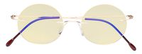 CessBlu Computer Reading Glasses Cut Blue Light Anti Glare Blocking UV Rays Eyeglasses for Men Women Rimless Round (Gold)+3.5