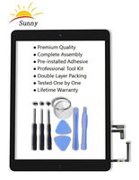 iPad 5 iPad air 1st Model A1474 A1475 Black Digitizer Replacement Screen Replacement Glass Assembly - Includes Home Button Camera Holder Pre Installed Adhesive Stickers and Professional Tool Kit