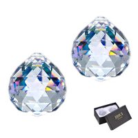 JIHUI Clear Glass Crystal Ball Prism Pendant Suncatcher 40mm Pack of 2