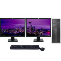 HP 8000 Elite Tower Windows 7 Desktop Computer 250GB Dual 19 HP LCD Monitor