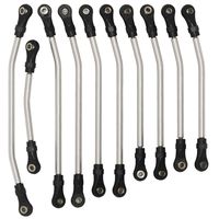 GEBELT 10pcs Stainless Steel Link Kit SCX10-II Steering Suspension Linkage SCX10 II Crawler 90046 90047