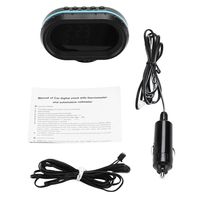 Car Thermometer Time Clock，Universal 12V Car LED Display Digital Voltmeter Thermometer Auto Gauge Meter Voltage Tester Temperature Monitor Meter Clock Alarm Monitor