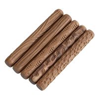 OwnMy Set of Clay Modeling Pattern Rollers Kit, Clay Rolling Pin Textured Hand Roller Wooden Handle Pottery Tools Set (5 Pcs)