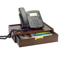 Wood Telephone Stand with Drawer, Stackable Storage Solution for Office Products Pens, Pencils, Scissors, Notepads, Business Cards and More