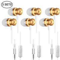 3 Packs Earbud Headphones with Remote & Microphone, SourceTon In Ear Earphone Stereo Sound Noise Isolating Tangle Free for iOS and Android Smartphones, Laptops, Gaming, Fits All 3.5mm Interface Device