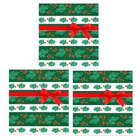 CakeSupplyShop 3pack Christmas Wrap Wrapping Paper Collection (Green Holly Berries)