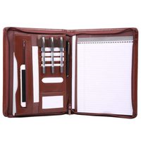 Leathario File Folder Padfolio Writing Pad Business Presentation Folder Portfolio (Brown-A4-2)